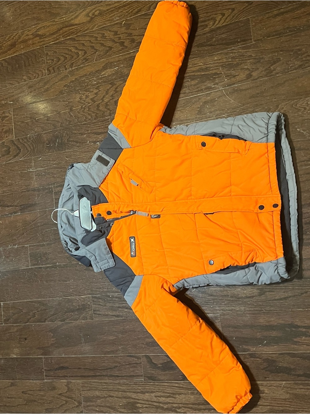 Big Chill Orange & Gray Puffer Jacket with Hood